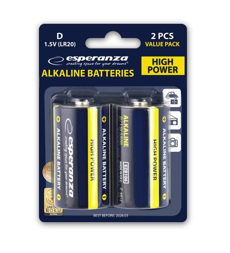 ESPERANZA ALALINE BATTERY D LR20 2PCS. BLISTER