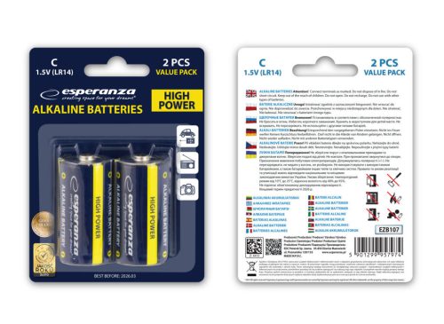 ESPERANZA ALKALINE BATTERIES C LR14 2PCS. BLISTER