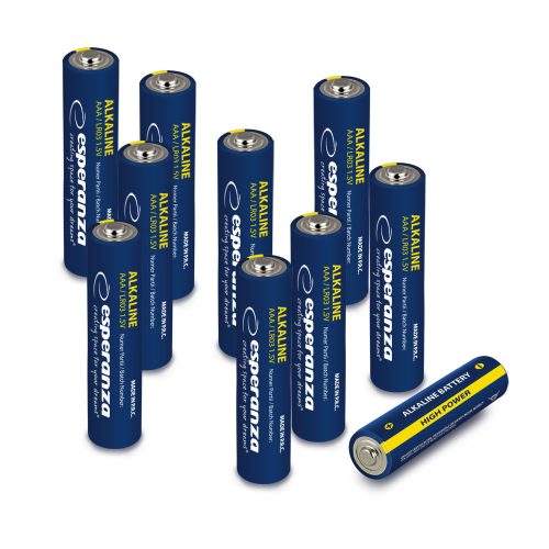 ESPERANZA ALKALINE BATTERIES AAA 10PCS.  FOIL WRAPPED WITH TAG