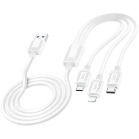   Hoco X74 töltőkábel 3in1 (USB - lightning/microUSB/Type-C, 2A, 100cm) FEHÉR (X74_W)