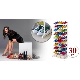 10 soros cipőtároló - fehér