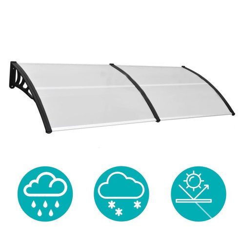 Műanyag előtető több méretben és színben-240x90 cm-fekete