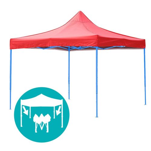 Összecsukható kerti pavilon több típusban-2,9x2,9 méteres-piros-pavilon+oldalfal+hordtáska