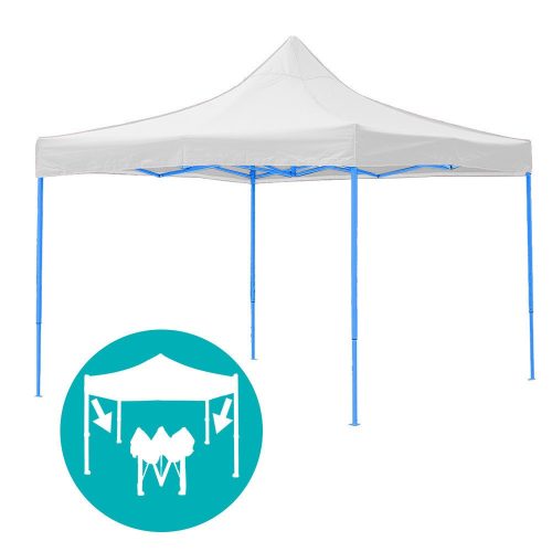 Összecsukható kerti pavilon több típusban-2,9x2,9 méteres-fehér-pavilon+oldalfal+hordtáska