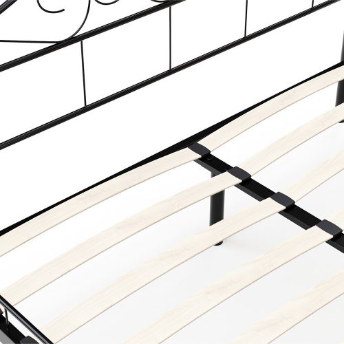 Mimi fém ágykeret ajándék ágyráccsal több méretben és színben-Fekete 140x200cm