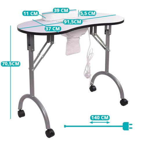 Hordozható manikűr asztal ajándék táskával, 2 típusban-ventilátoros