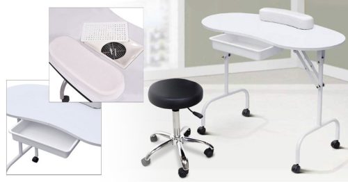 Hordozható manikűr asztal ajándék táskával, 2 típusban-ventilátoros