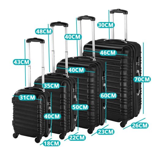 4 db-os merev falú bőrönd szett, 4 színben-fekete