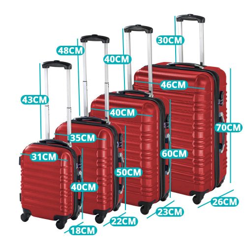 4 db-os merev falú bőrönd szett, 4 színben-piros