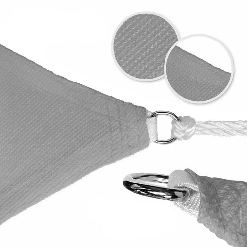 Szögletes napvitorla, 3,6 méteres, több típusban-háromszög alakú, poliészter, szürke