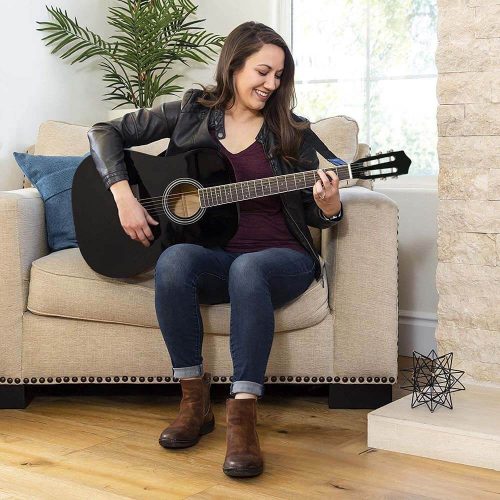 Akusztikus gitár szett kezdőknek, ajándék hangolóval, 2 színben-fekete