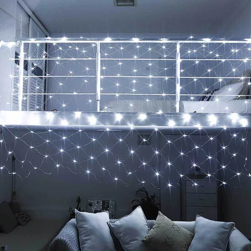 128 LED-es hálós fényfüzér, 2 színben-hidegfehér