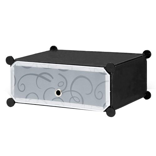 Műanyag elemes cipőtároló szekrény, több színben-fekete