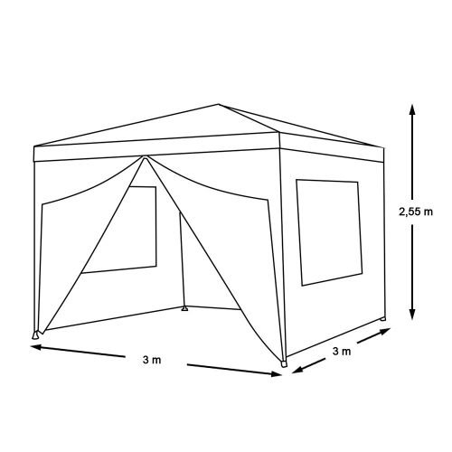 Party sátor fehér színben, 3 méretben-3x3 méteres