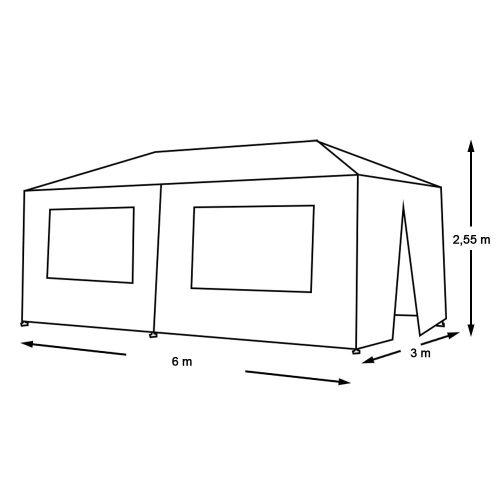 Party sátor fehér színben, 3 méretben-3x6 méteres