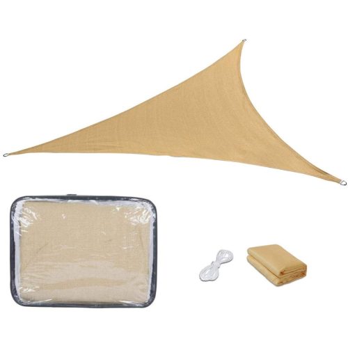 Szögletes napvitorla, 3,6 méteres, több típusban-háromszög alakú, polietilén, bézs