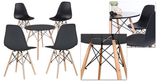 4 db modern étkezőszék asztallal, 3 színben-fekete