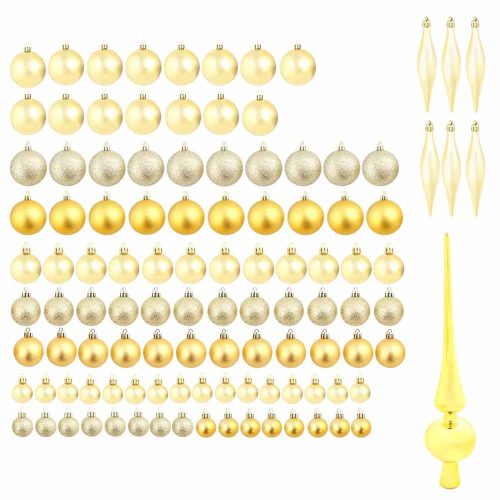 112 részes karácsonyfadísz, több színben-arany