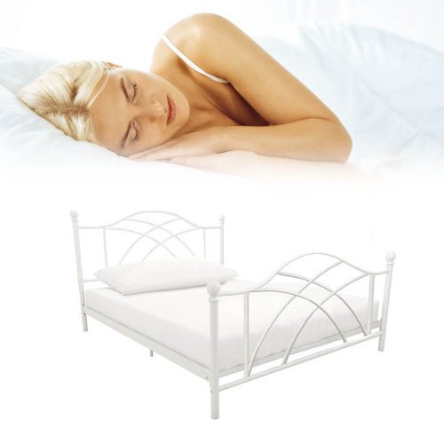 Lotti fém ágykeret ajándék ágyráccsal, több méretben és színben-Fehér 90x200 cm