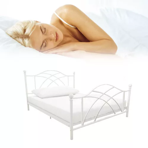 Lotti fém ágykeret ajándék ágyráccsal, több méretben és színben-Fehér 90x200 cm