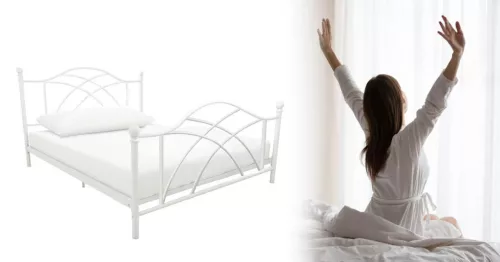 Lotti fém ágykeret ajándék ágyráccsal, több méretben és színben-Fehér 90x200 cm