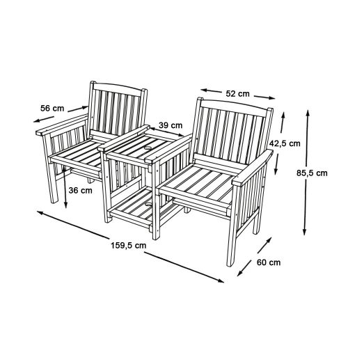 Fa 2 személyes kerti garnitúra