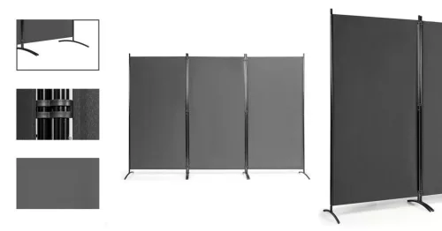 Mobil térelválasztó 260x180cm, szürke