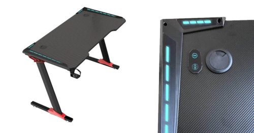 Professzionális gamer asztal karbonszálas bevonattal, LED világítással