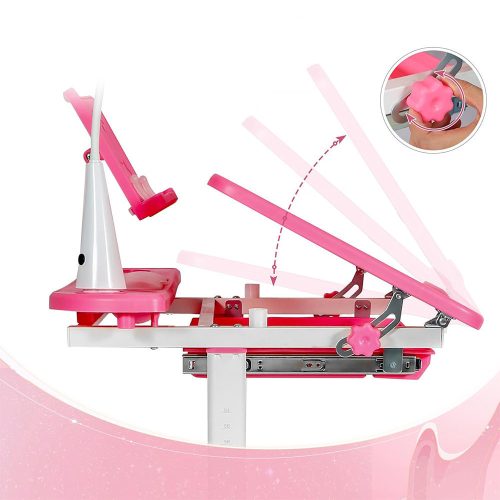 Állítható magasságú, többfunkciós, gyerek íróasztal-rózsaszín