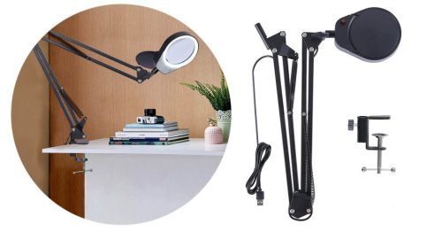 Asztalra szerelhető, 2 lencsés, LED-es nagyító