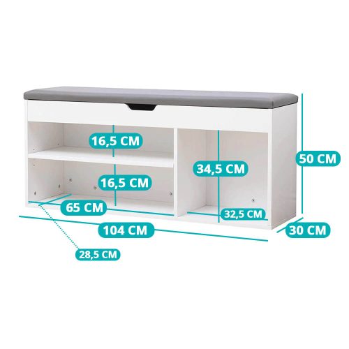 Cipőtároló pad párnázott üléssel