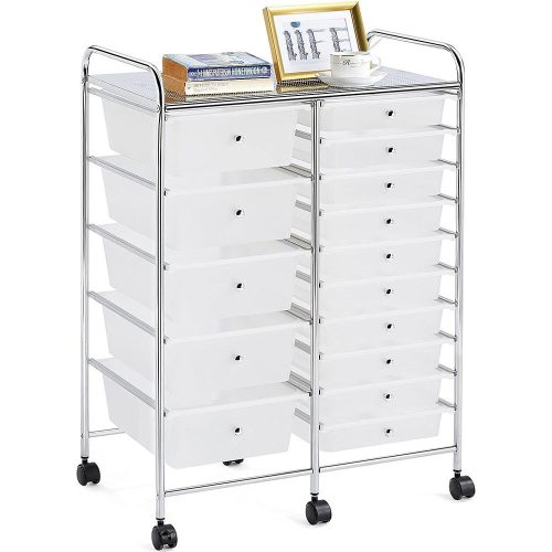 Gurulós tárolókocsi 15 fiókos, több színben-fehér