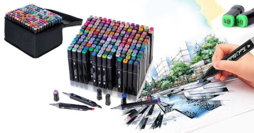 168 db-os kétvégű marker készlet ajándék kézitáskában