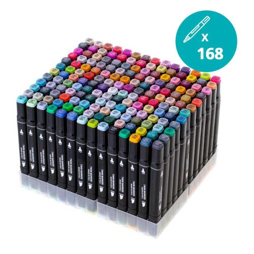 168 db-os kétvégű marker készlet ajándék kézitáskában