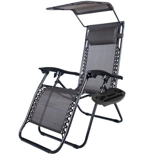 Zéró gravitáció szék napellenzővel és pohártartóval 2 db, több színben-fekete