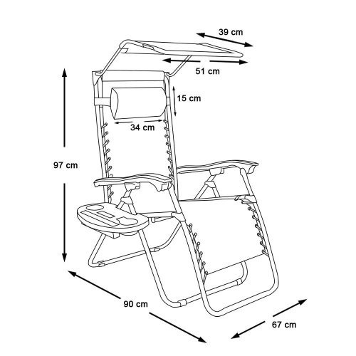 Zéró gravitáció szék napellenzővel és pohártartóval 2 db, több színben-fekete