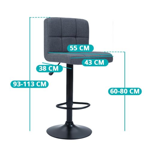 Szövet borítású bárszék 2db, sötétszürke