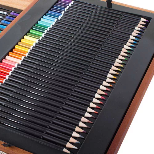 174 részes festő-és rajzkészlet praktikus, fa díszdobozban