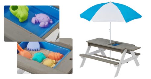 3 az 1-ben gyerek piknikasztal, napernyővel