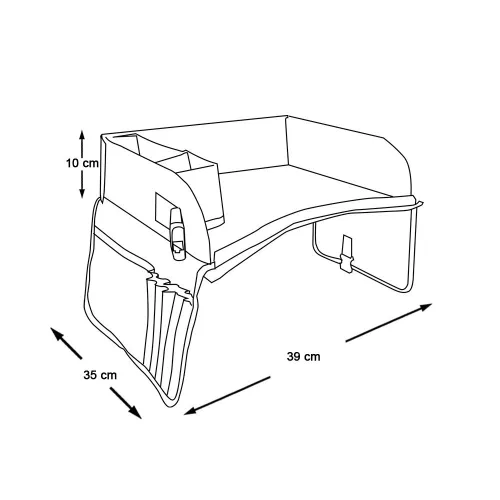 Hordozható gyerekasztal autóba, zsebekkel, szürke