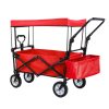 Összecsukható kocsi tetővel, húzható-tolható, piros