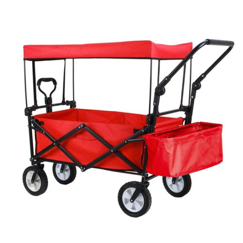 Összecsukható kocsi tetővel, húzható-tolható, piros