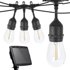   Kültéri szolár dekor égősor, 15 db E27 LED lámpával, 15m