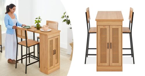 3 részes magasított étkezőgarnitúra tárolóval