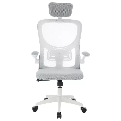 Ergonomikus irodai szék deréktámasszal, fejtámlával, szürke