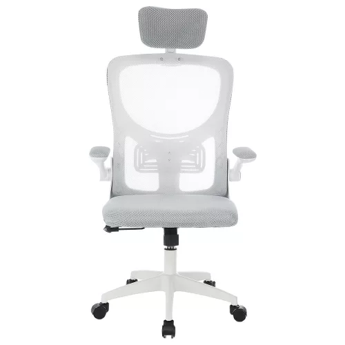 Ergonomikus irodai szék deréktámasszal, fejtámlával, szürke
