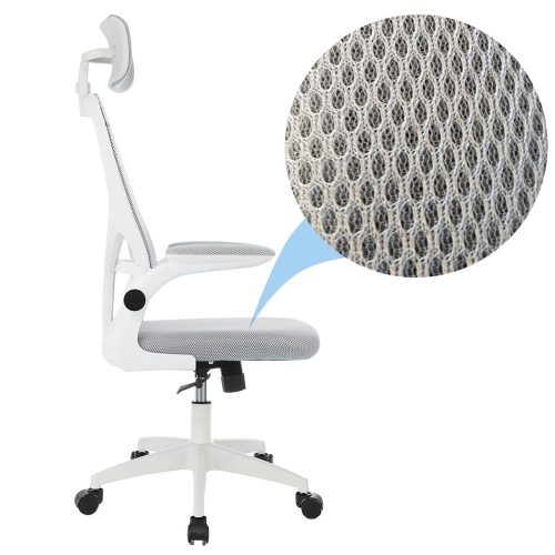 Ergonomikus irodai szék deréktámasszal, fejtámlával, szürke