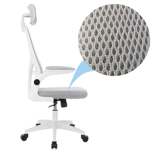 Ergonomikus irodai szék deréktámasszal, fejtámlával, szürke