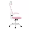 Ergonomikus irodai szék deréktámasszal, fejtámlával, rózsaszín