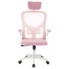 Ergonomikus irodai szék deréktámasszal, fejtámlával, rózsaszín
